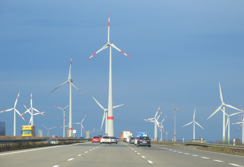 Wind farm on the motorway