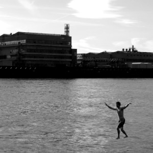 A slackline walker