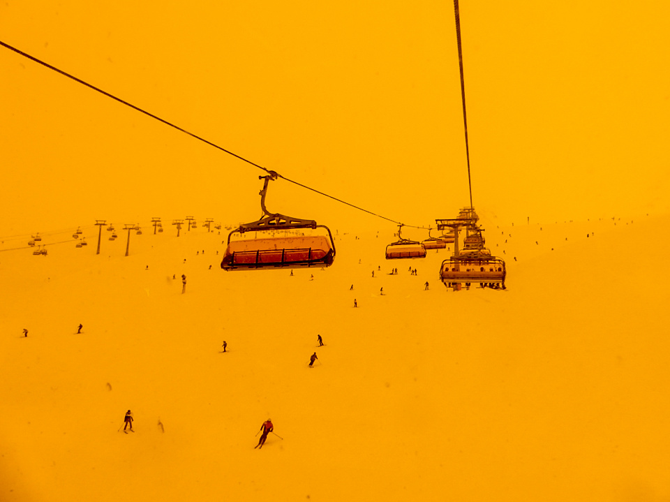  Orange bubble ski lift ...