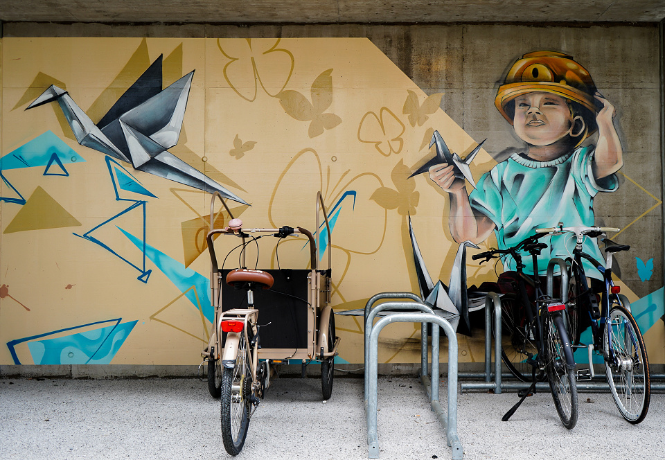 A colourful bike parking